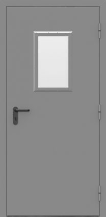 Металлическая дверь в котельную однопольная со стеклом